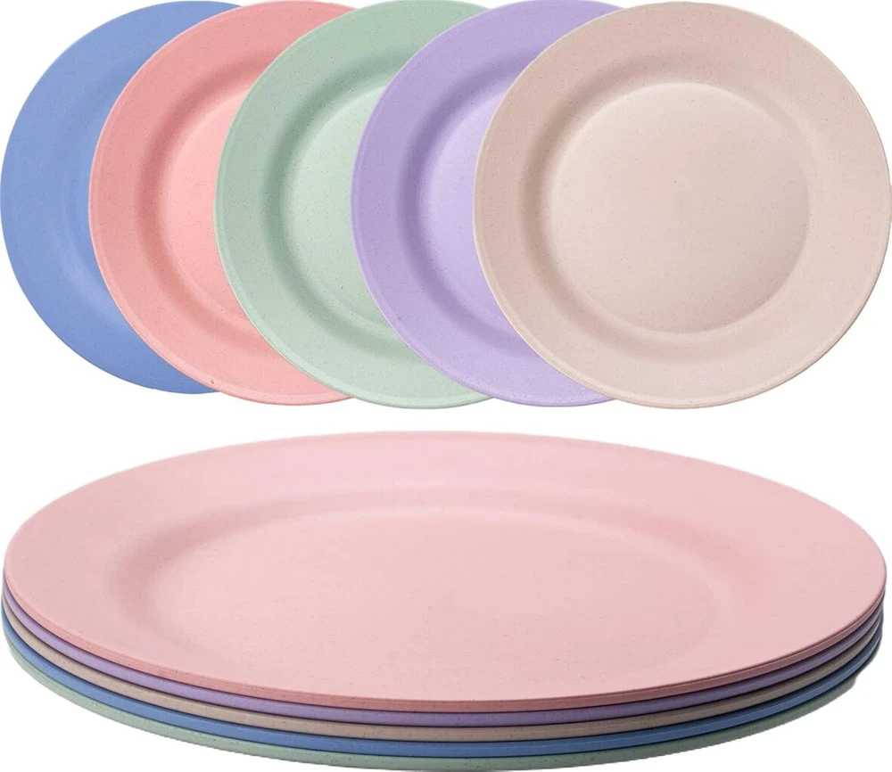 Orrdiffi plastikinės lėkštės, 25 cm, lengvos plastikinės lėkštės, nedūžtančios didelės lėkštės, tinkamos naudoti mikrobangų krosnelėje ir indaplovėje, skirtos picai, makaronams, duonai, salotoms, plastikinės lėkštės, stovyklavimo lėkštės