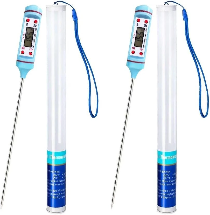 Oujilet virtuvės termometras, 2 vnt., universalus buitinis termometras, skaitmeninis maisto gaminimo termometras, virtuvės termometras, mėsos termometras, skaitomas 50°c - 300°c, °c/°f perjungiamas termometras su