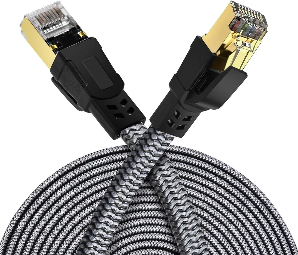 Ouuze ethernet kabelis, 2 m cat 8 interneto kabelis didelės spartos 40 gbps 2000 mhz rj45 lan kabelis, suderinamas su XBOX/switch/ps5/wifi plėtikliu/maršrutizatoriumi/modemo pataisų skydu