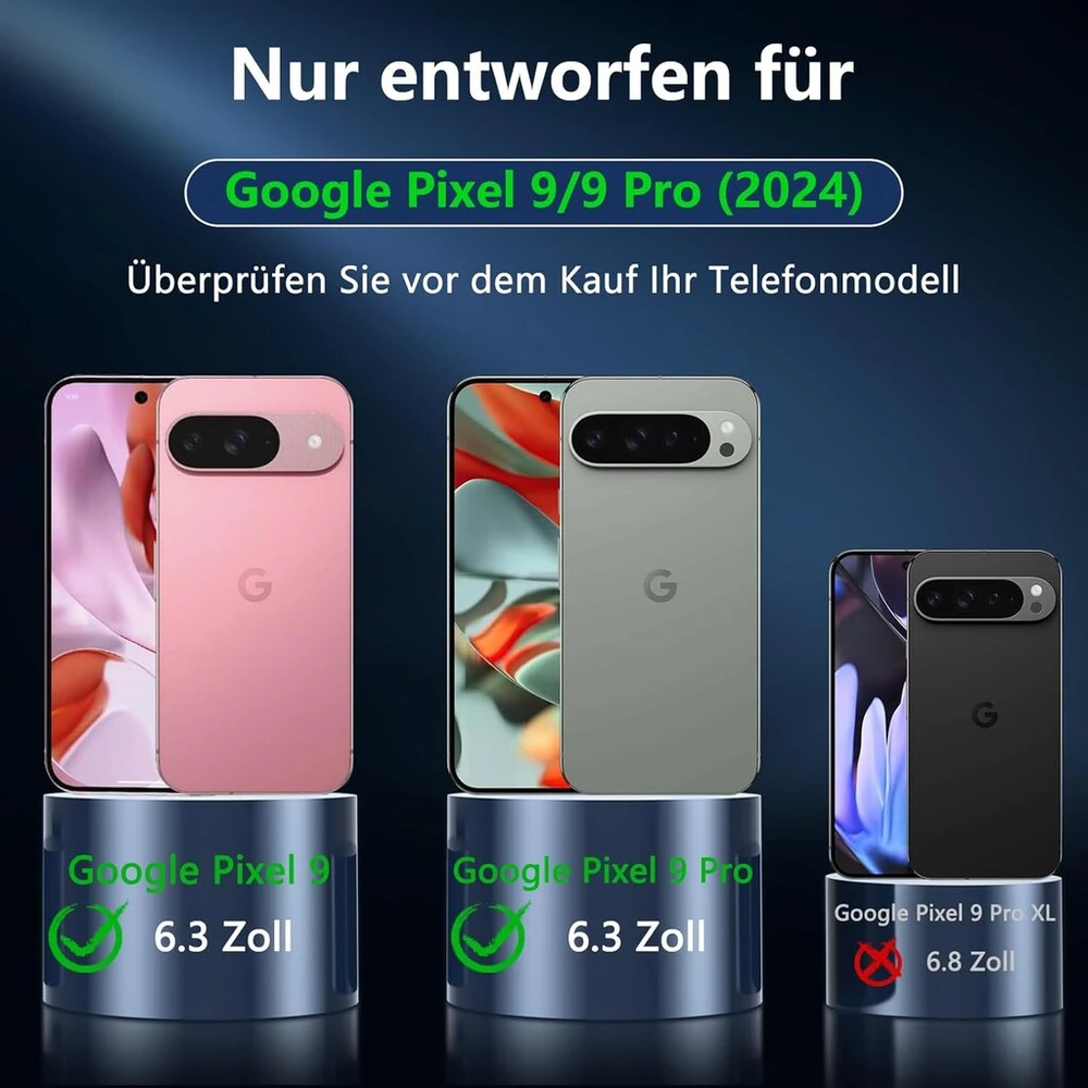 Owkey dėklas Google Pixel 9/9 Pro su Magsafe ir grūdintu stiklu, juodas