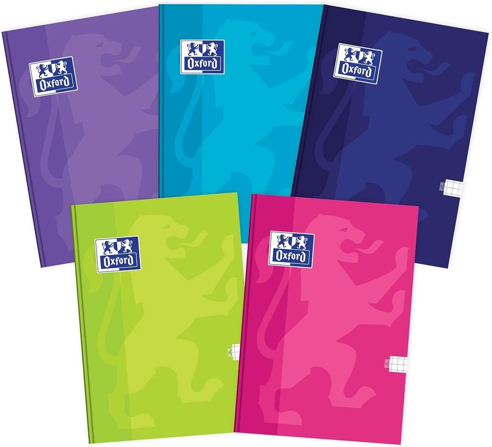 Oxford Touch A5 formato sąsiuvinis, 96 lapai, languotas, 5 vienetų pakuotė, įvairių spalvų