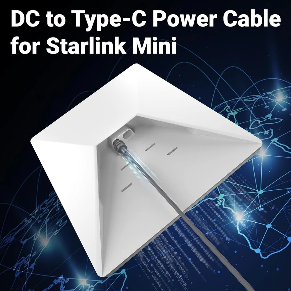 Ozkak Starlink Mini Usb C į Dc maitinimo kabelis, Usb C maitinimo kabelis, tinkamas 100 W + įvesties Pd šaltinio maitinimo blokui, vandeniui atsparus Ip67 mažas ir nešiojamas Starlink Mini kabelių rinkinys, 2 m