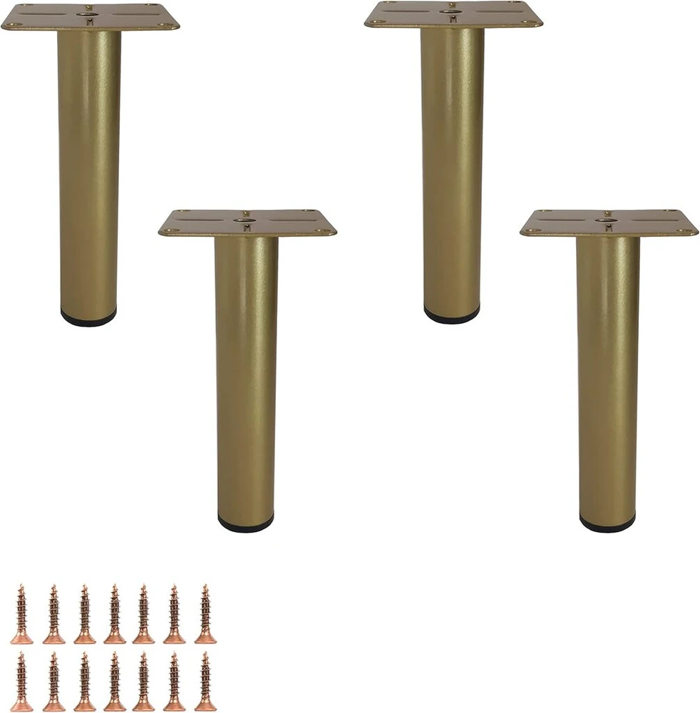 P17 Model Kba200 4 kojų komplektas + 16 varžtų aukso spalvos, aukštis 16 cm, kojos sofoms, baldams, spintoms, foteliams, metalinės kojos modernaus ir elegantiško dizaino baldams