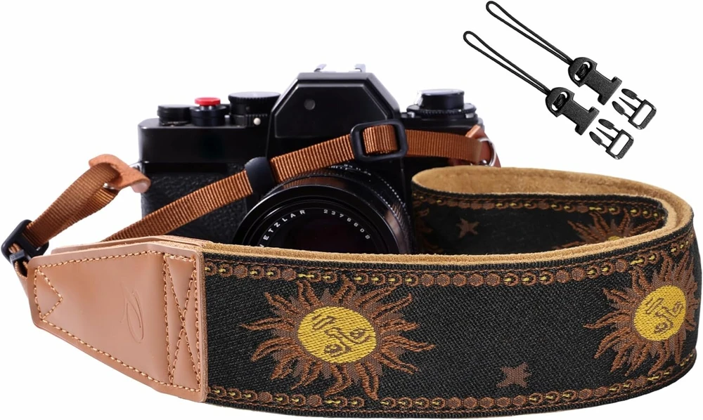 Padwa Lifestyle kameros dirželis - 2" pilno grūdo odos galai, skirti fotografams, Helios-juodas Gold
