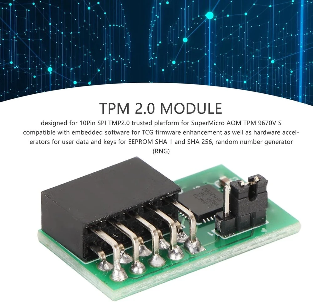 Pagrindinė plokštė Tmp 2.0 modulis, 10 kontaktų modulinė plokštė, Spi sąsajos šifravimo saugos modulis, skirtas Supermicro Aom Tpm 9670v S