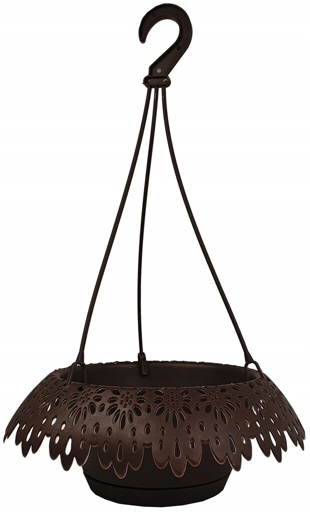 Pakabinama gėlinė "nėrinys", ⌀ 34 cm, rudos spalvos