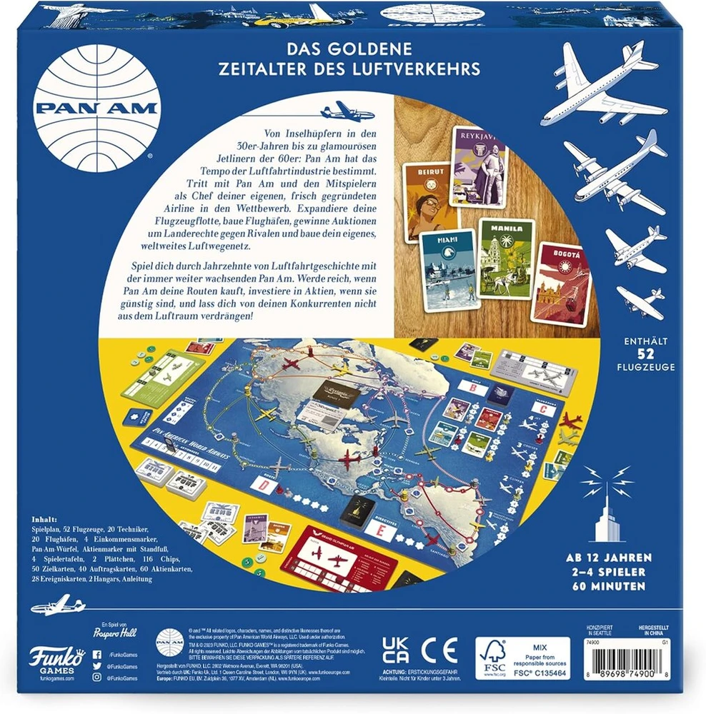 Pan am juokingas strateginis stalo žaidimas visai šeimai – vokiečių kalba – rinkinyje yra 52 orlaivių miniatiūros iš 4 skirtingų aviacijos epochų (nuo 12 metų) idealiai tinka 2–4 žaidėjams