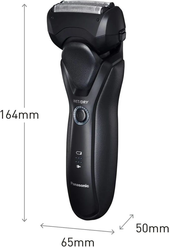 Panasonic Series 500 Es-rt37 šlapias ir sausas vyriškas skustuvas su 3 ašmenimis greitam ir tiksliam skutimui, juodas