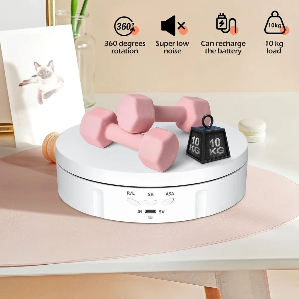 Pant elektrinis patefonas 10 kg 14.6 cm įkraunamas 3 reguliuojami greičiai sukamasis diskas elektrinis 360 laipsnių fotografavimo automatinis besisukantis platforma papuošalų fotografijos produktų demonstravimui