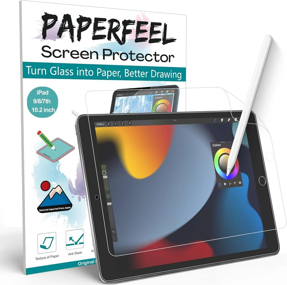 Paperfeel [2 vnt.] Ekrano apsauga, skirta Ipad 9th/8th/7th Generation 2021 2020 2019, matinis ekrano apsauga, skirta Ipad 10.2 colių, skirta rašymui, piešimui, nuo akinimo, nuo pirštų atspaudų