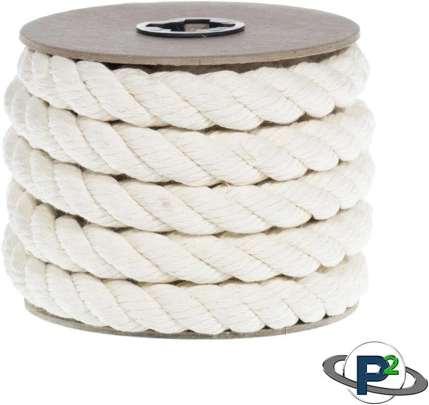 Paracord Planet vytos 3 gijų natūralios medvilnės virvė – 1/4, 1/2, 5/8, 3/4 ir 1 colio skersmens – itin minkšta balta vienam pėdai – 3 m, 25 m, 50 m, 100 m ir pilnos ritės