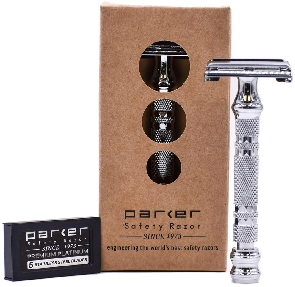 Parker Safety Razor Parker 66r Butterfly Open Double Edge Safety Razor – itin sunkus – 5 Premium ašmenys įtraukti.