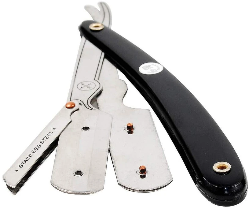 Parker Safety Razor Parker Srb tiesus skustuvas kirpėjams ir 5 Shark nerūdijančio plieno peiliukai