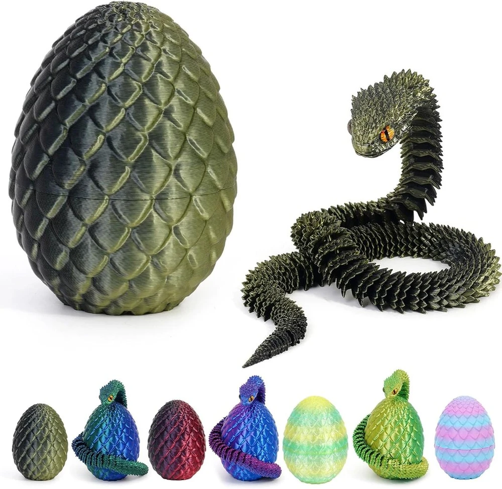 Paslaptingas drakono kiaušinis su 3d, drakono kiaušinis su drakonu, drakono kiaušinis, 3d drakono figūrėlė - magiška dekoracija ir dovana (snake Juodas Bronze)
