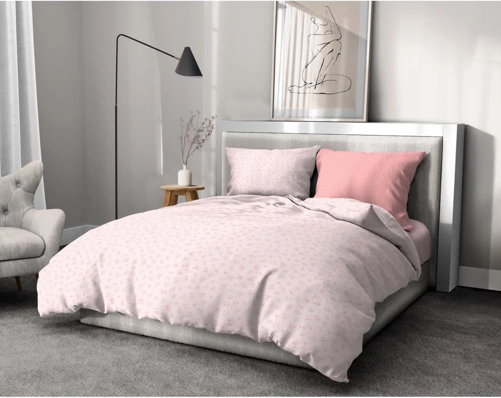 Patalynės komplektas Home Passion 3 dalių antklodės užvalkalų komplektas, 100% medvilnė, 57 gijos, dvigulis, 240 x 260 cm, hummingbird powder pink