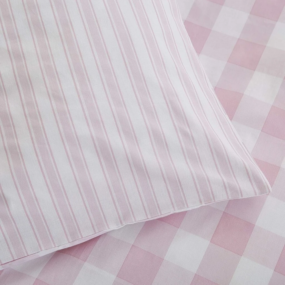 Patalynės komplektas Pink Bianca Check and Stripe Rožinė patalynės užvalkalų komplektas + pagalvės užvalkalas, lova 150 cm - 240 x 220 + 2 (50 x 85 cm)