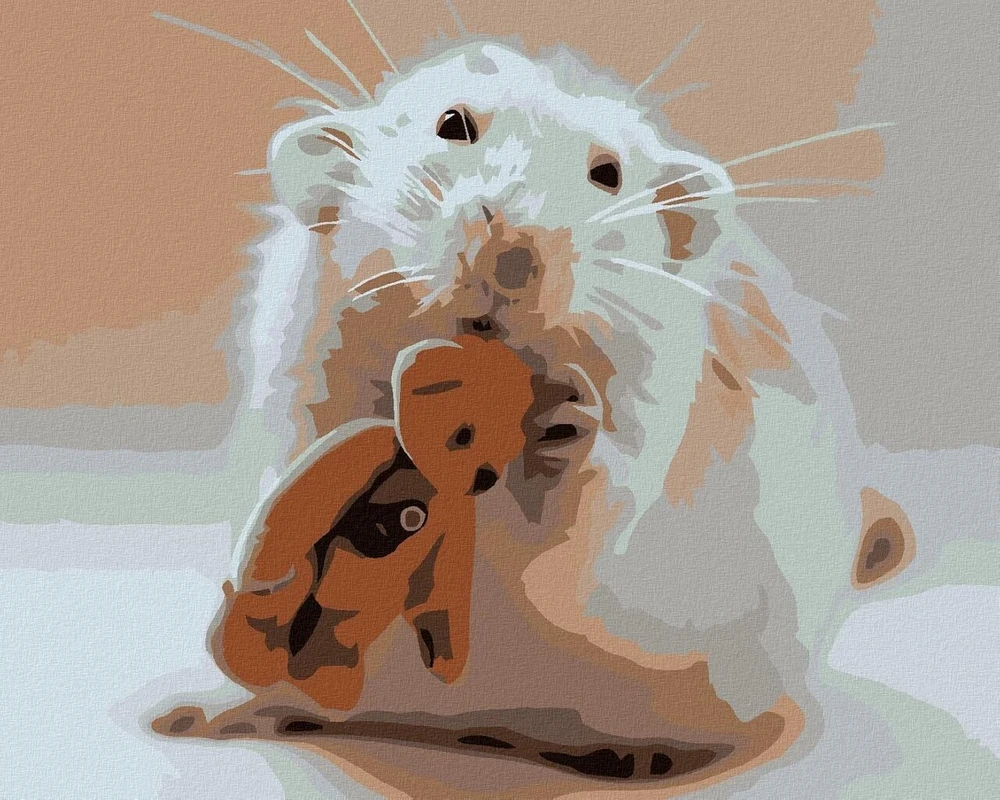 Paveikslas pagal skaičius - Pelė su meškiukais 40 x 50 cm su rėmu (jau įtemptas)
