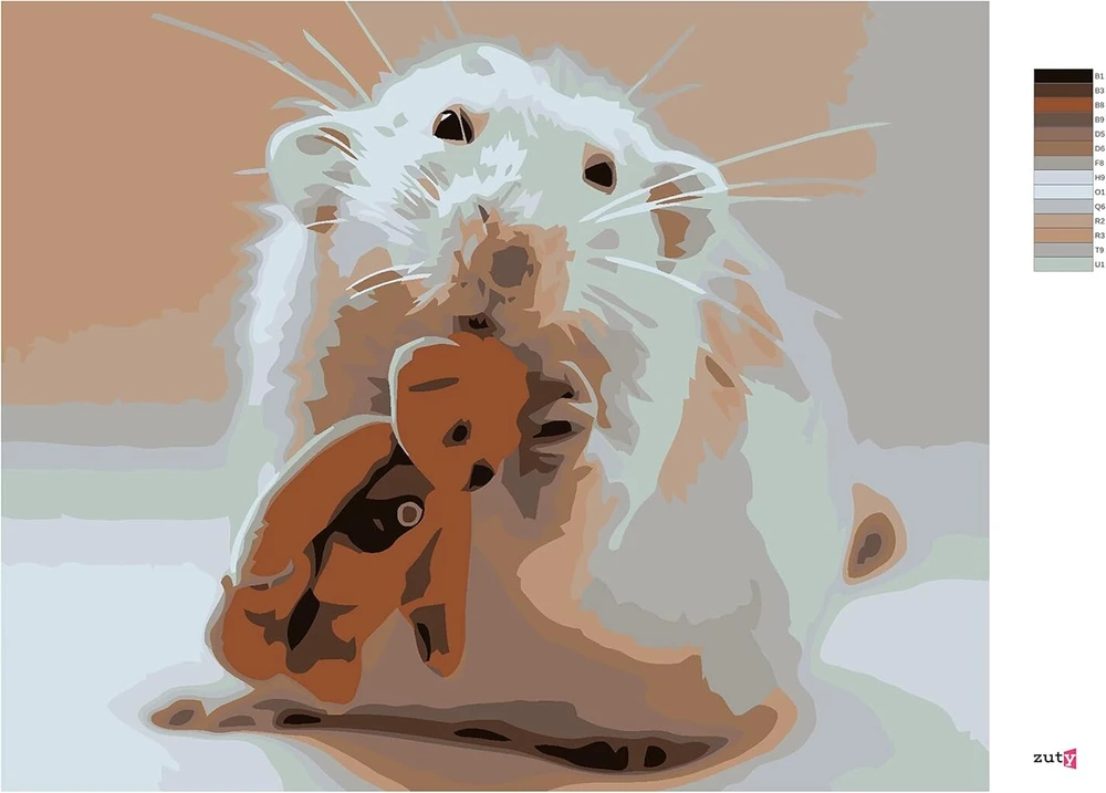 Paveikslas pagal skaičius - Pelė su meškiukais 40 x 50 cm su rėmu (jau įtemptas)