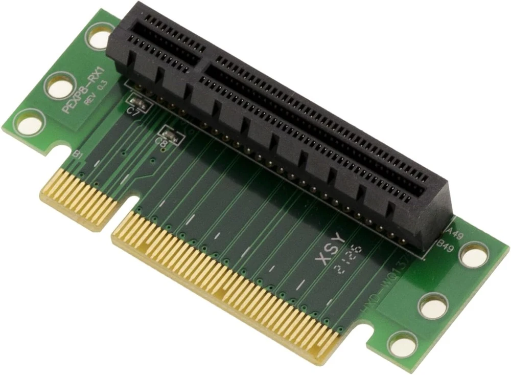 Pcie 8x Riser adapteris su 90° kampu