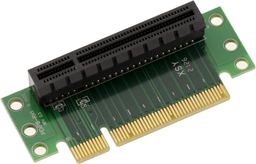 Pcie 8x Riser adapteris su 90° kampu