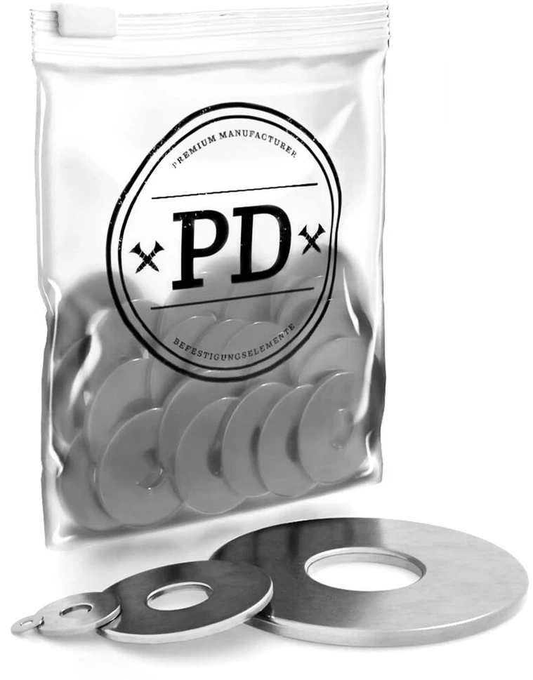 Pd® didelės poveržlės M8 (din 9021 / Iso 7093) | aukštos kokybės A4 V4a nerūdijančio plieno korpuso poveržlės | nerūdijančios plieno poveržlės su dideliu išoriniu skersmeniu | 25 vnt.