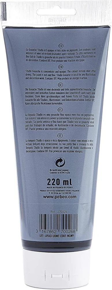 Pebeo 220 ml Studio Guašas, dramblio kaulo juoda