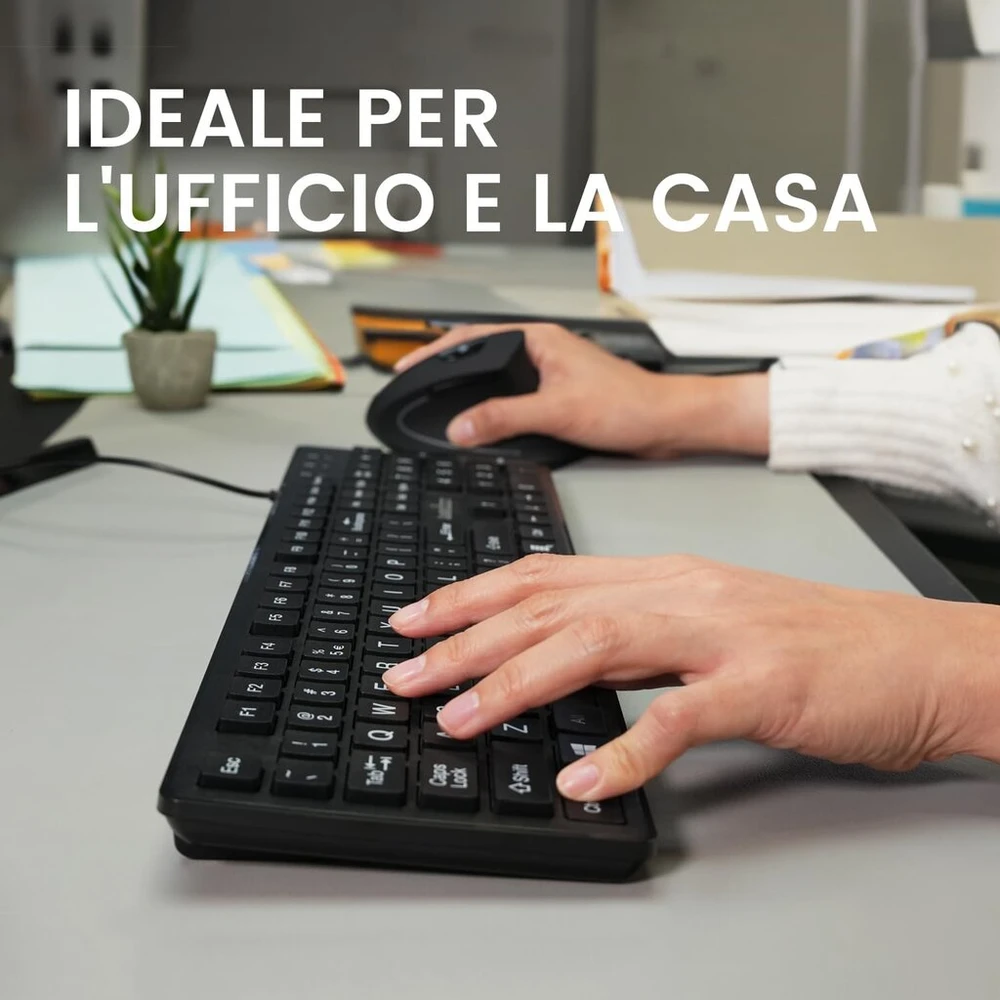 Perixx Periboard-117p - laidinė kompiuterio klaviatūra su skaičių klaviatūra, Ps2 pilno dydžio - didelės raidės - juoda - itališka Qwerty