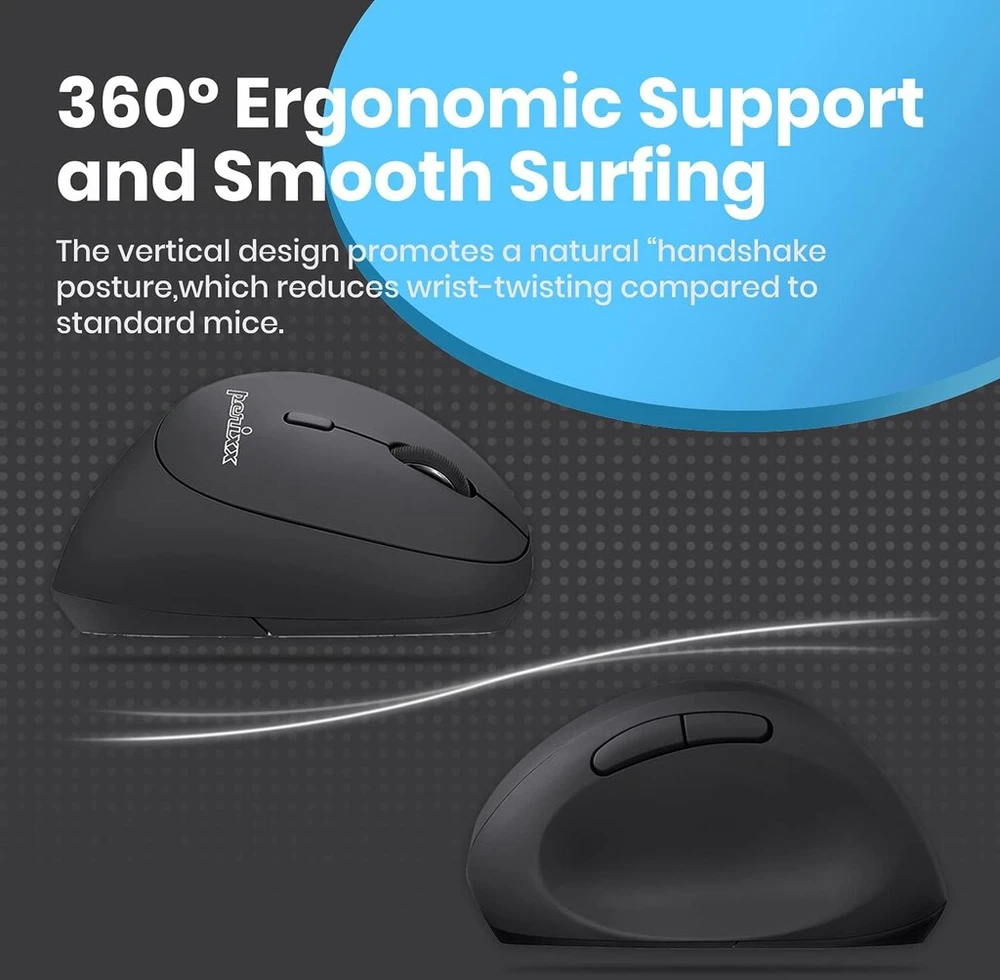 Perixx perimice-719 usb optinė ergonomiška pelė juodas