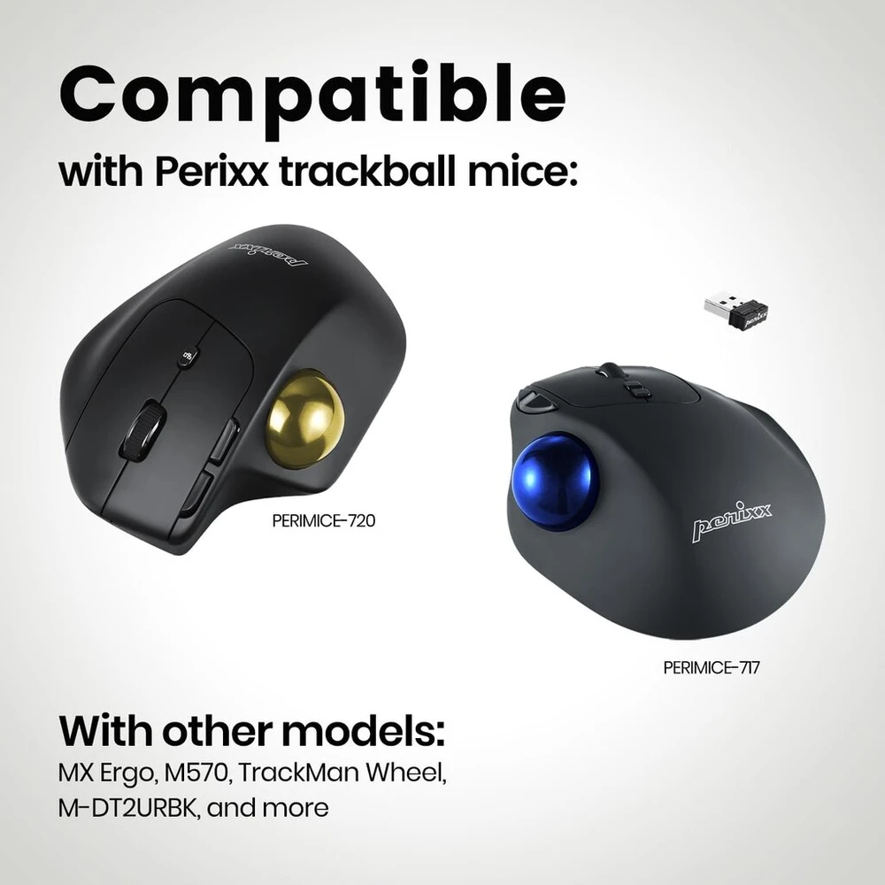 Perixx Peripro-303x2c 1.34 colio rutulinis kamuoliukas, 2 vnt. - pakaitinis kamuoliukas, skirtas M570, M575, Perimice-517/520/717/720 ir kitoms 1.34 colio rutulinėms pelėms - blizgus violetinis ir geltonas