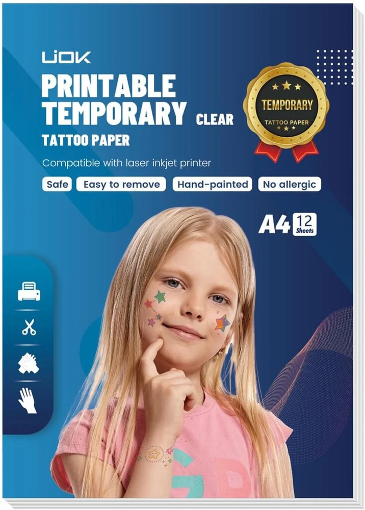 Perkeliamasis laikinas tatuiruočių popierius A4, 12 lapų