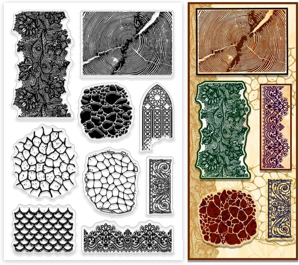 Ph Pandahall tekstūriniai skaidrūs antspaudai, nėrinių tekstūros durų rėmo guminis antspaudas retro skaidrus popieriaus amatų antspaudas, skirtas "pasidaryk pats" scrapbooking žurnalui ir popierinių nuotraukų kortelių albumų gamybai