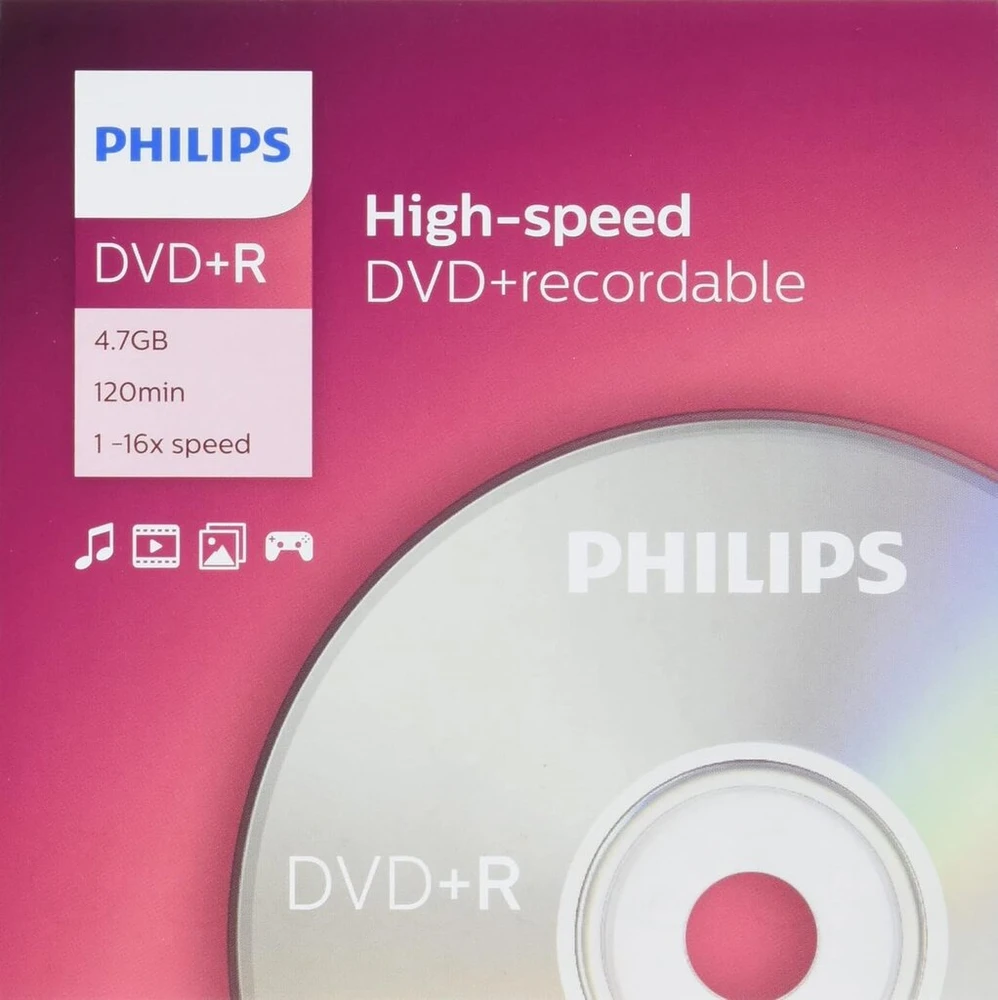 Philips Dr4s6j10c 4.7gb/120min 16x Dvd+r - Dvd+rw Virgin