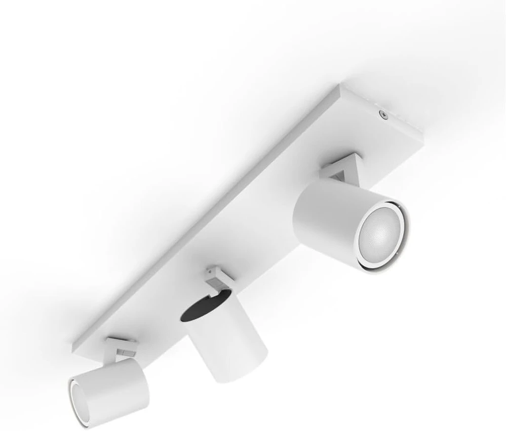 Philips Hue Baltas Ambiance Runner 3 prožektoriai su 3 Gu10 Led lemputėmis, reguliuojamas šiltas ir šaltas baltas apšvietimas, valdomas per programėlę, suderinamas su Amazon Alexa, nauja karta