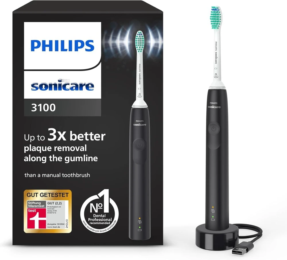 Philips Sonicare Hx3671/14 Elektrinis dantų šepetėlis, sonic dantų šepetėlis, slėgio jutiklis ir laikmatis, juodas