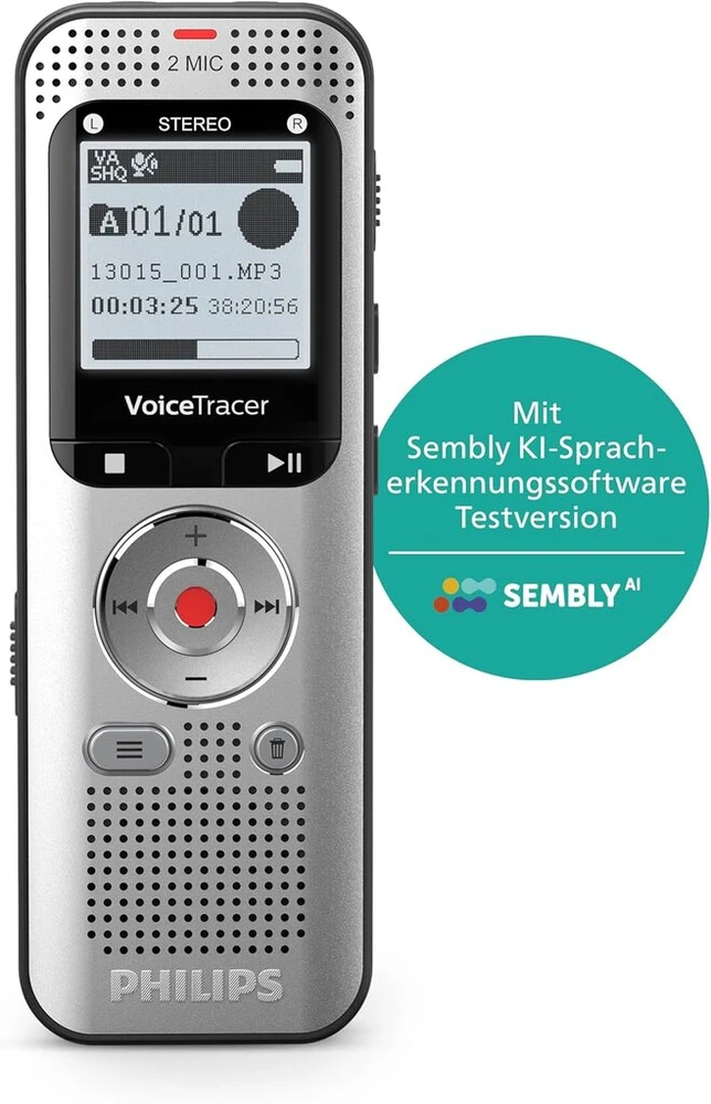 Philips Voicetracer Dvt2015 skaitmeninis diktofonas, audi įrašymo įrenginys, stereo Mp3, 8gb