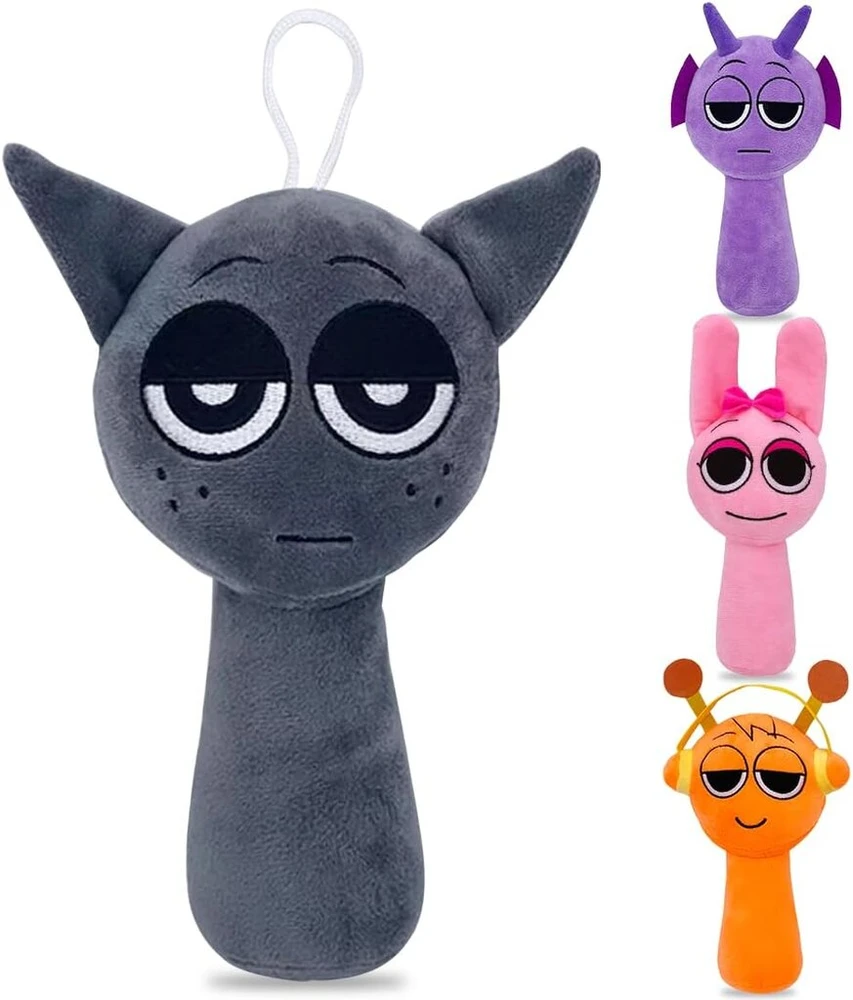 Philoctes Sprunki pliušinis žaislas pilkas, 21 cm pliušiniai siaubo muzikos žaidimo minkštas žaislas, Incrediboxes minkštas žaislas, žaislinė figūrėlė mergaitėms ir berniukams, vaikiškas žaislas gerbėjams ir kolekcionieriams nuo 15 metų