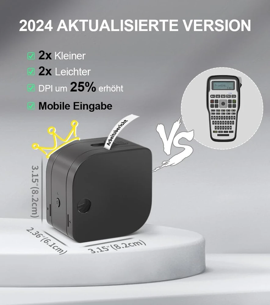 Phomemo P12 mini bluetooth etikečių spausdintuvas, lipnios etiketės, suderinamas su ios ir android telefonais, terminis etikečių spausdintuvas namams ir biurui, juodas