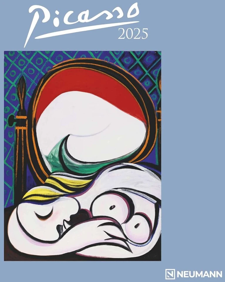 Plakatas Picasso 2025 Sieninis Kalendorius su Meno Kūriniais ir Mėnulio Fazėmis