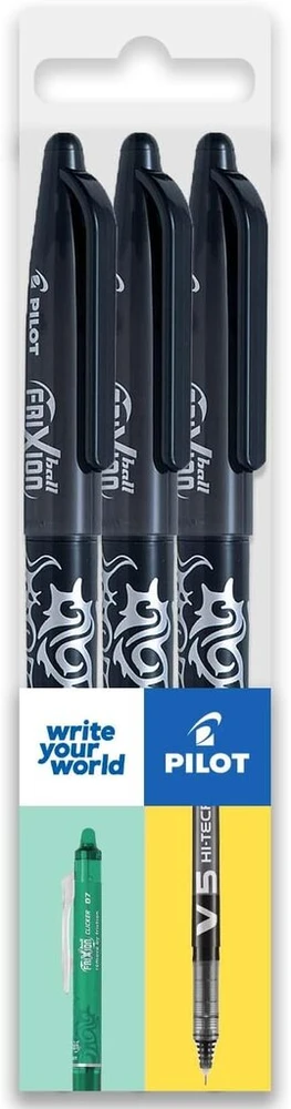 Pilot Pen Pilot Frixion trinamas rašiklis-rioleris Fr7, vidutinė linija, 0,7 mm galiukas, 3 vnt. pakuotė, juodas