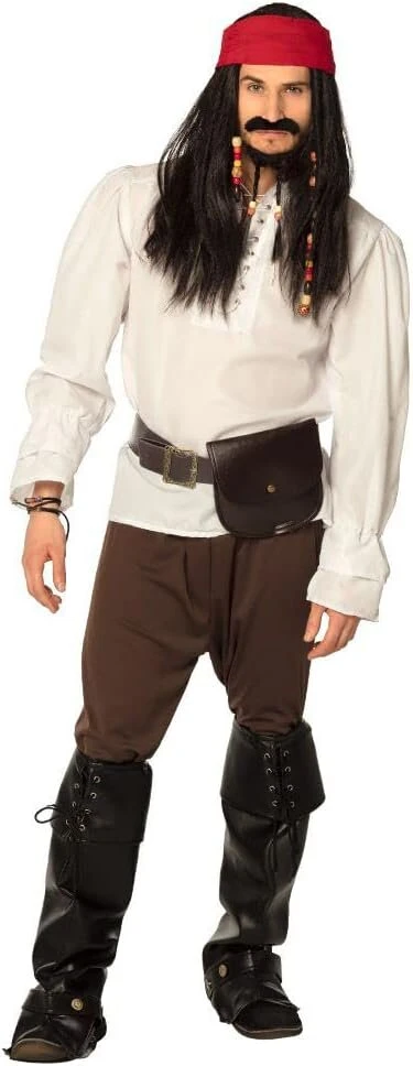 Pirato Jack Sparrow stiliaus perukas su barzda, ūsais ir bandana