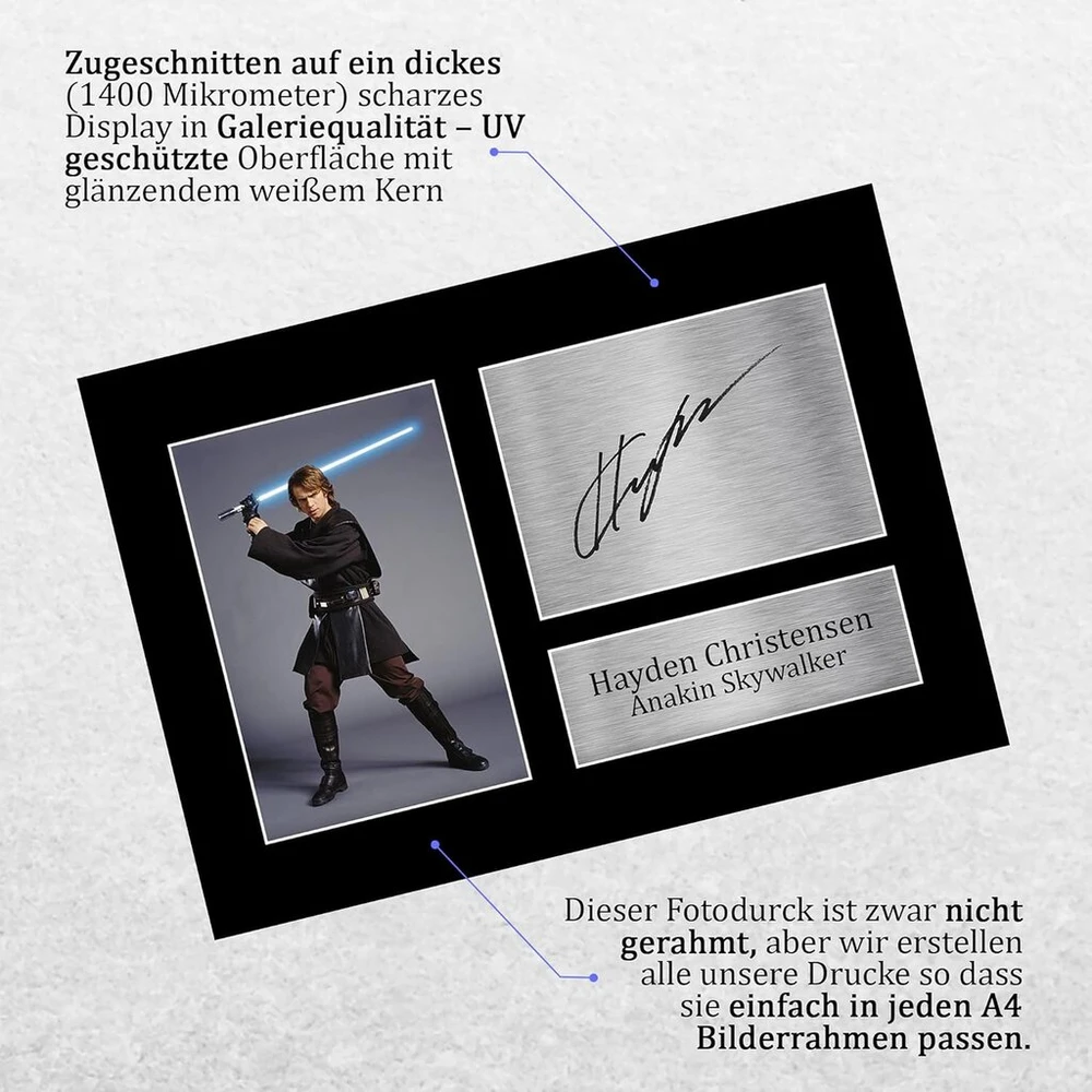 Plakatas Hwc Trading Hayden Christensen A4 be rėmelio, pasirašytas, spausdintas autografų paveikslėlis, nuotraukų ekranas, dovana Star Wars Anakin Skywalker filmų gerbėjams
