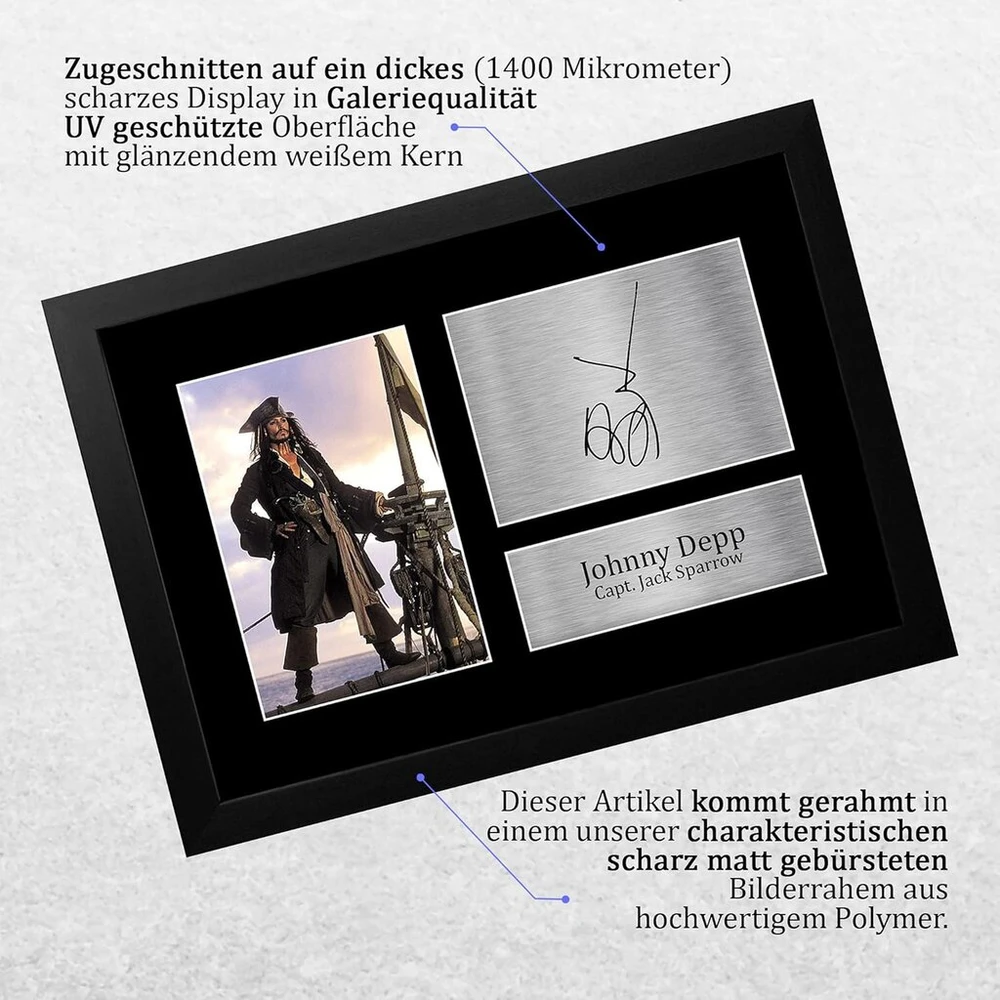 Plakatas Hwc trading johnny depp a4 įrėminta pasirašyta spausdintų autografų nuotrauka dovana karibų piratų filmų gerbėjams