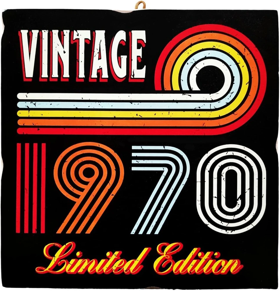 Plakatas Kustom Art 1970 gimimo metų sienos paveikslas 23 x 23 cm medinis sienos paveikslas-atspaudas – smagi gimtadienio dovana gimtadieniui ar bet kokiems įvykiams, susijusiems su gimimo metais ar amžiumi