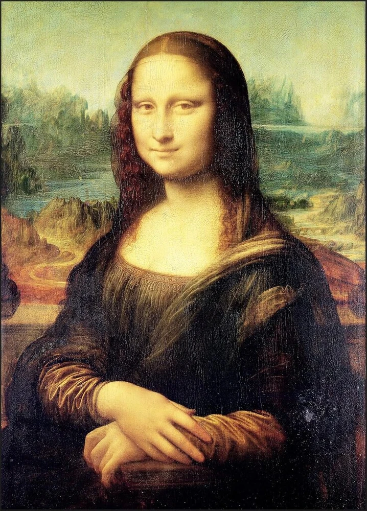 Plakatas Kustom Art paveikslas stalui arba sienai, serija „žymūs dailininkai“ Leonardo da Vinci „gioconda“ atspaudas ant medžio, 30 x 21 cm