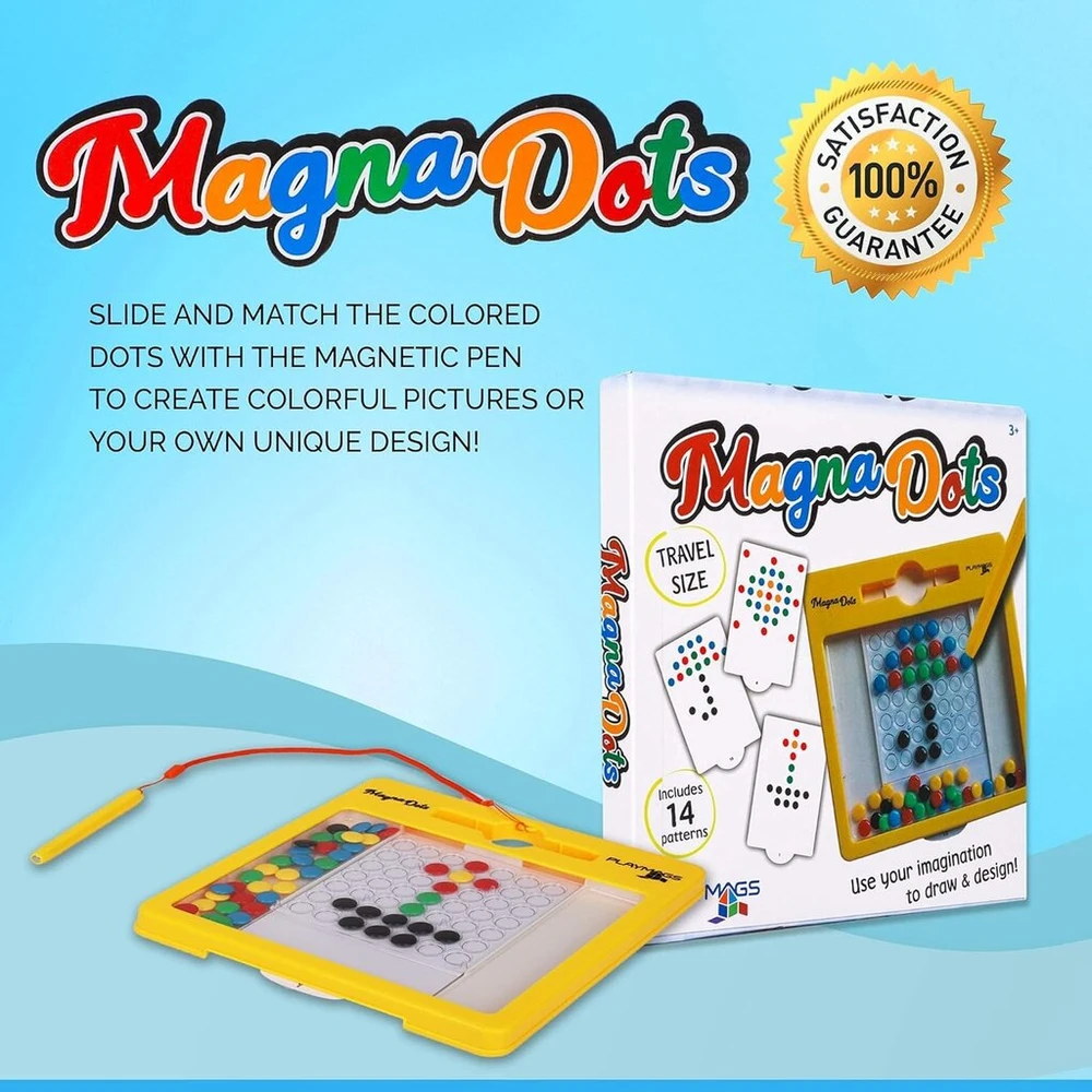 Playmags magnetinė lenta vaikams - magnetinė piešimo lenta su magnetiniu rašikliu - magna doodle su vaikams saugiais magnetais - kelioninis žaislas vaikams ir mažyliams