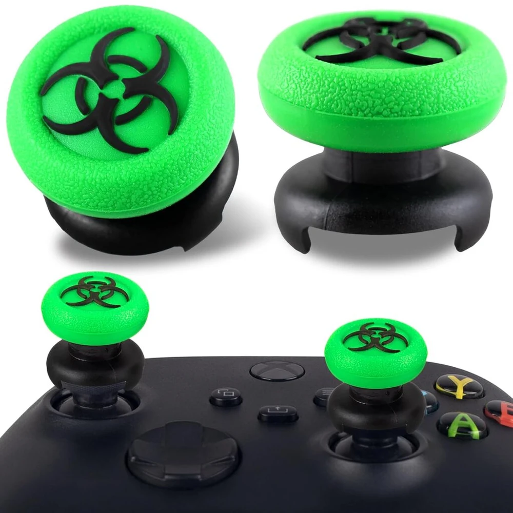Playrealm fps nykščio prailginimo ir 3d tekstūros guminio silikono dangtelio nykščio laikiklio priedų 2 rinkiniai, skirti XBOX one (bioh žalias)