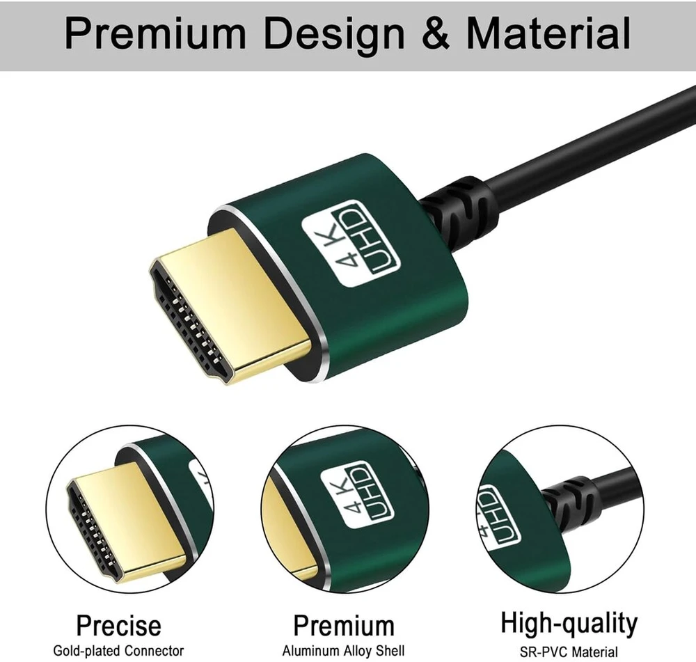 Plonas ir lankstus Hdmi laidas 3m, 4k@60hz, 18gbps