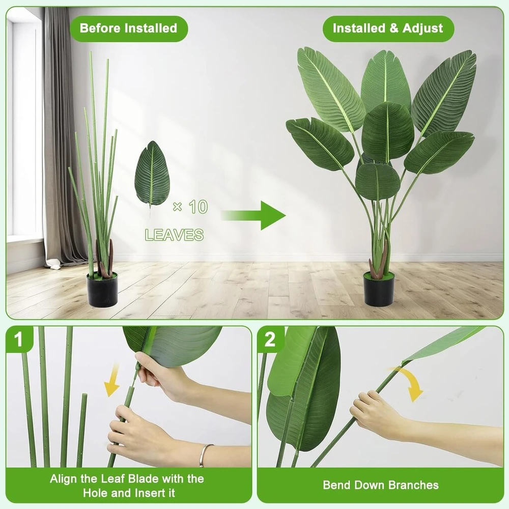 Plusfive dirbtinis margalapis paukštis rojus augalas, 160 cm, bananų medis, dirbtinis augalas, didelis, dirbtinis bananų augalas, strelitzia augalas, dirbtinė palmė, netikras augalas, dirbtinis augalas, balkonas, namai
