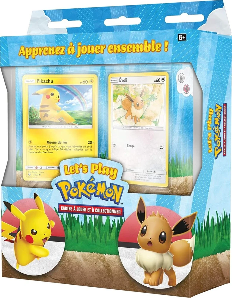 Pokémon Let's Play rinkiniai Pikachu ir Evoli Tcg (2 paruoštos naudojimui kaladės su 60 kortų ir priedais)