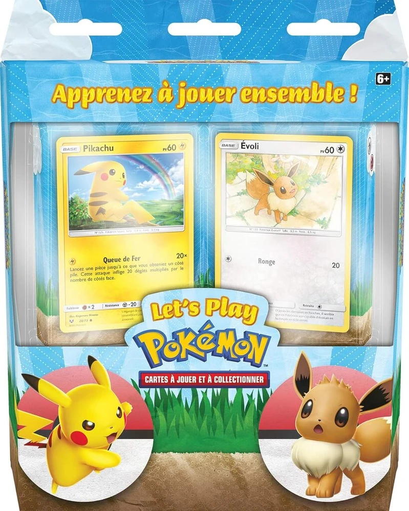 Pokémon Let's Play rinkiniai Pikachu ir Evoli Tcg (2 paruoštos naudojimui kaladės su 60 kortų ir priedais)